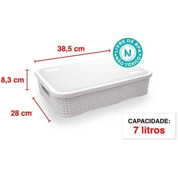 Caixa organizadora com alças Rattan branco 7L 261/B Nitron - 1 UN