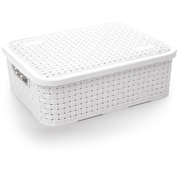 Caixa organizadora com alças Rattan branco 3,2L 259/B Nitron - 1 UN