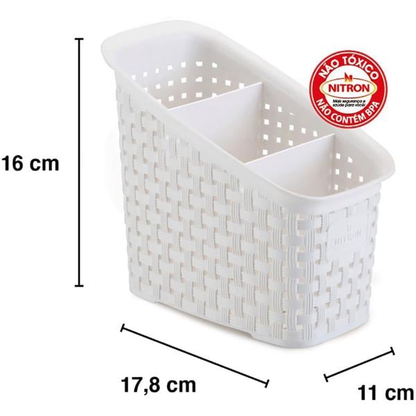 Organizador de mesa multiuso Rattan com 3 branco 041/B Nitron - 1 UN