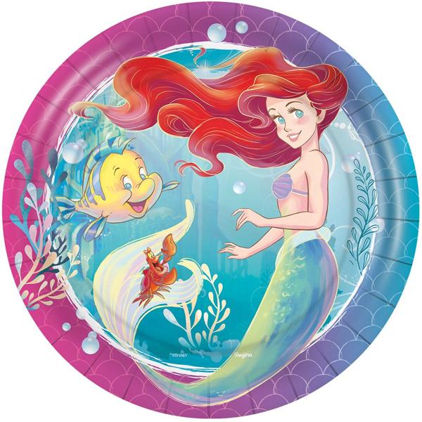 Prato para Festa Infantil Ariel, A Pequena Sereia, Regina Festas - PT 12 UN