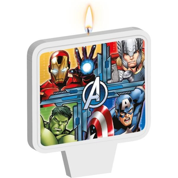 Vela de Aniversário Plana, Vingadores Avengers Marvel, Silver Plastic - PT 1 UN