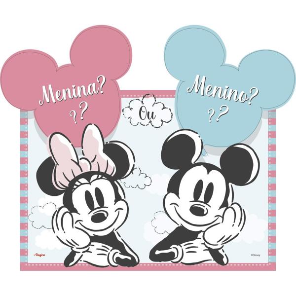 Kit Decorativo para Festa Chá Revelação, Mickey e Minnie, Regina Festas - PT 1 UN