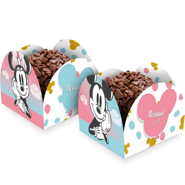 Porta-forminhas Disney, Chá Revelação, Mickey e Minnie, Regina Festas - PT 50 UN