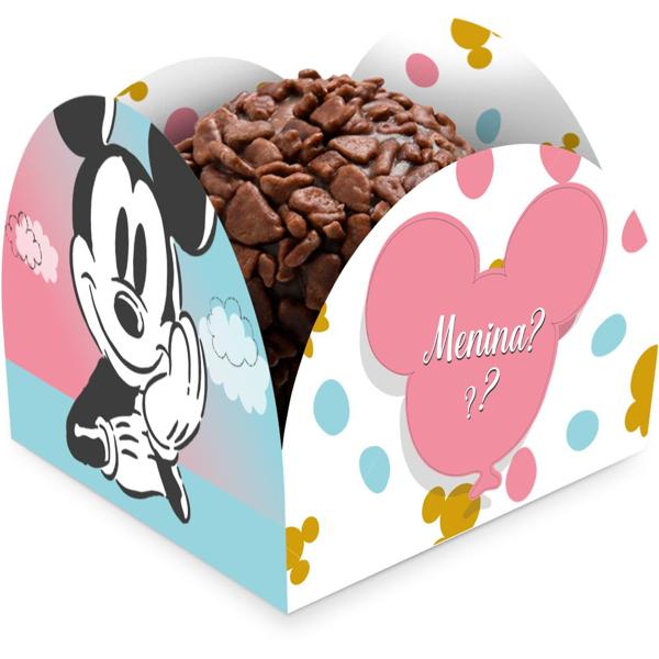 Porta-forminhas Disney, Chá Revelação, Mickey e Minnie, Regina Festas - PT 50 UN