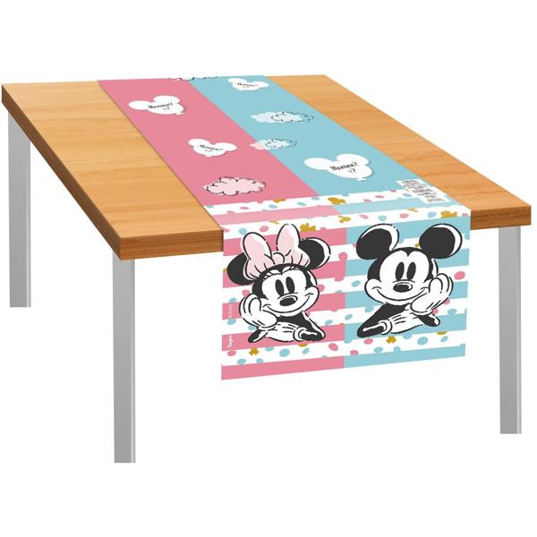 Toalha de Mesa Infantil Trilho, Chá Revelação, Mickey e Minnie, 40cm x 200cm, Regina Festas - PT 1 UN