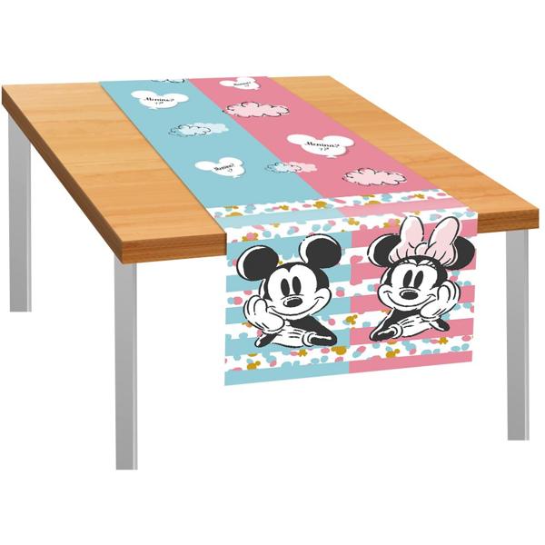 Toalha de Mesa Infantil Trilho, Chá Revelação, Mickey e Minnie, 40cm x 200cm, Regina Festas - PT 1 UN