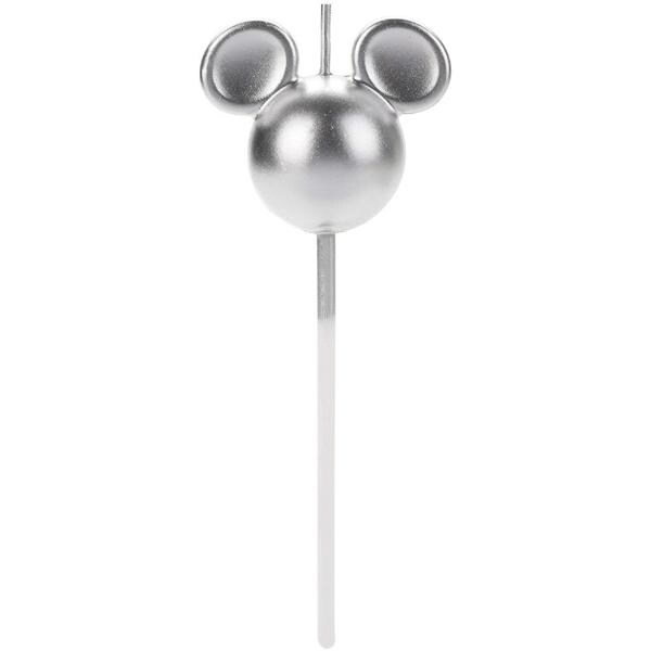 Vela de Aniversário Mickey Disney, Prata, 360º, Silver Plastic - BT 1 UN