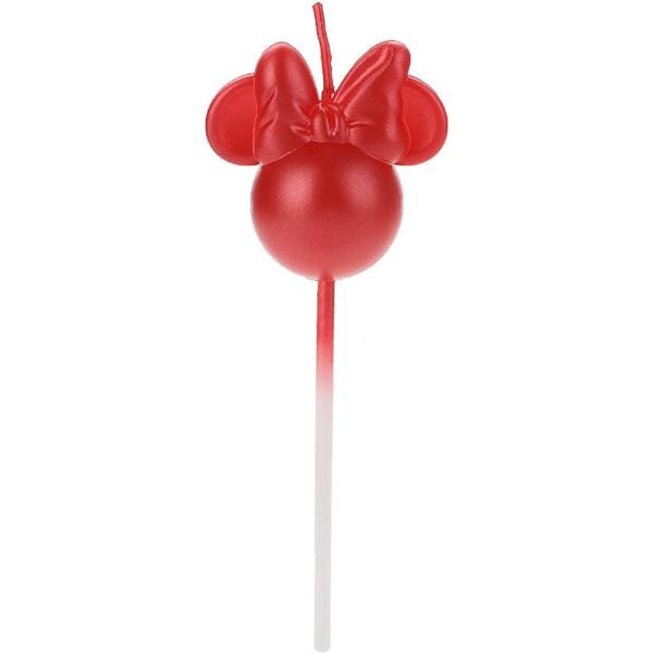 Vela de Aniversário Minnie Mouse, Vermelha, 360º, Silver Plastic - BT 1 UN