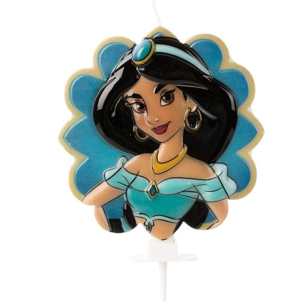 Vela de Aniversário Disney, Princesas Disney, Jasmine, Silver Plastic - BT 1 UN