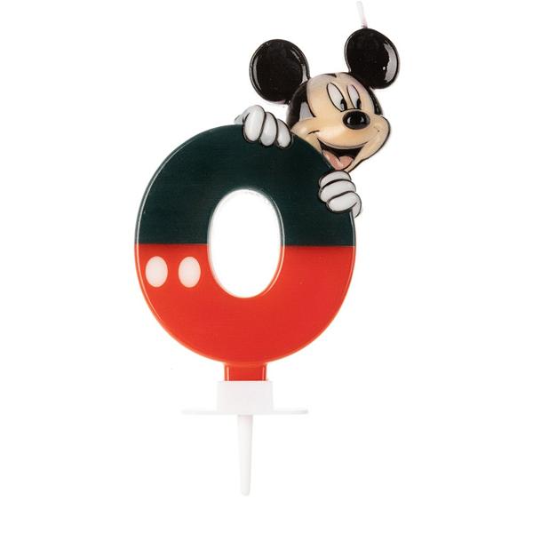 Vela de Aniversário Mickey Mouse, Número 0, Silver Plastic - BT 1 UN