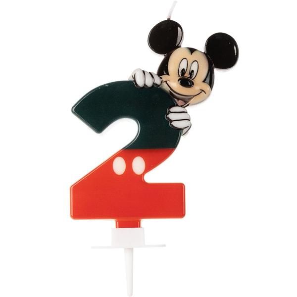 Vela de Aniversário Mickey Mouse, Número 2, Silver Plastic - BT 1 UN