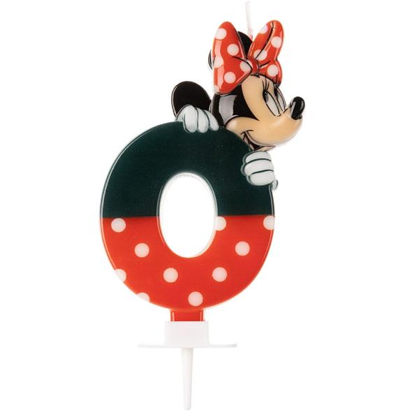 Vela de Aniversário Minnie Mouse, Número 0, Silver Plastic - BT 1 UN