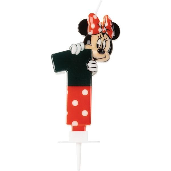 Vela de Aniversário Minnie Disney, Número 1, Silver Plastic - BT 1 UN