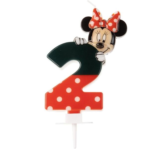 Vela de Aniversário Minnie Mouse, Número 2, Silver Plastic - BT 1 UN