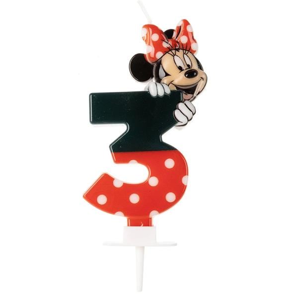 Vela de Aniversário Minnie Disney, Número 3, Silver Plastic - BT 1 UN