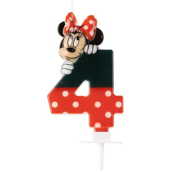 Vela de Aniversário Minnie Mouse, Número 4, Silver Plastic - BT 1 UN