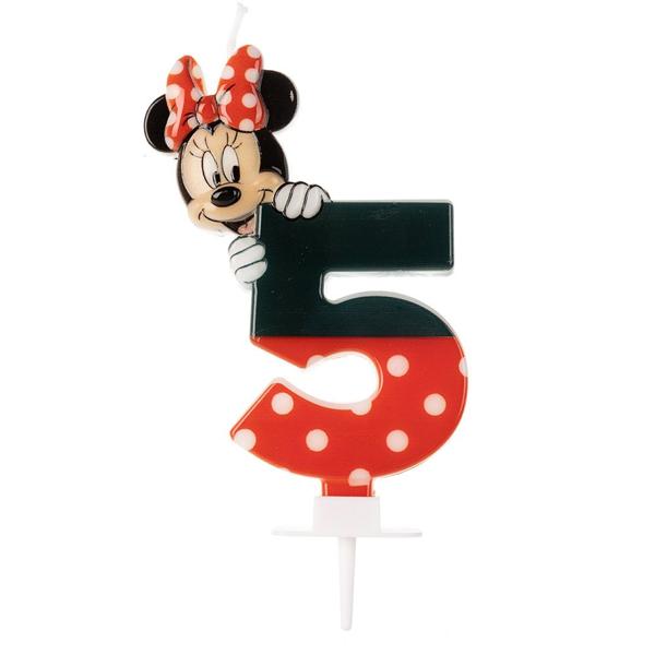 Vela de Aniversário Minnie Disney, Número 5, Silver Plastic - BT 1 UN