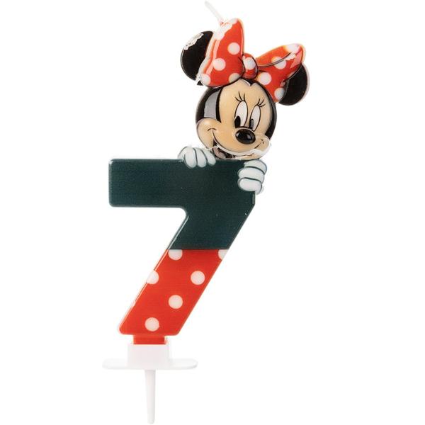 Vela de Aniversário Minnie Mouse, Número 7, Silver Plastic - BT 1 UN