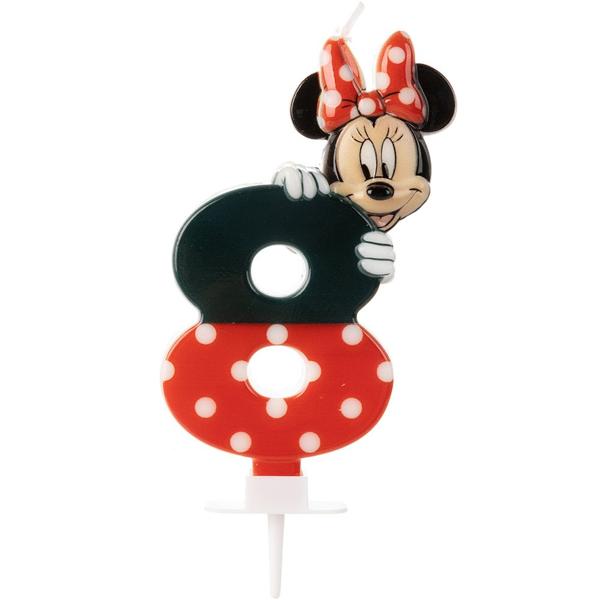 Vela de Aniversário Minnie Mouse, Número 8, Silver Plastic - BT 1 UN