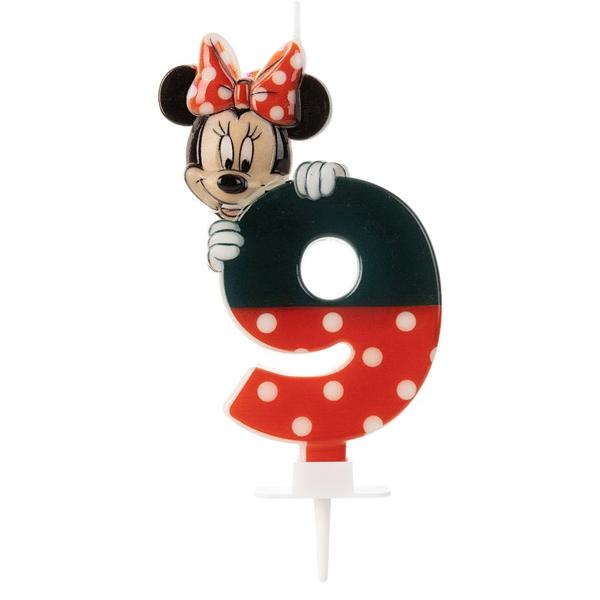 Vela de Aniversário Minnie Disney Mose, Número 9, Silver Plastic - BT 1 UN