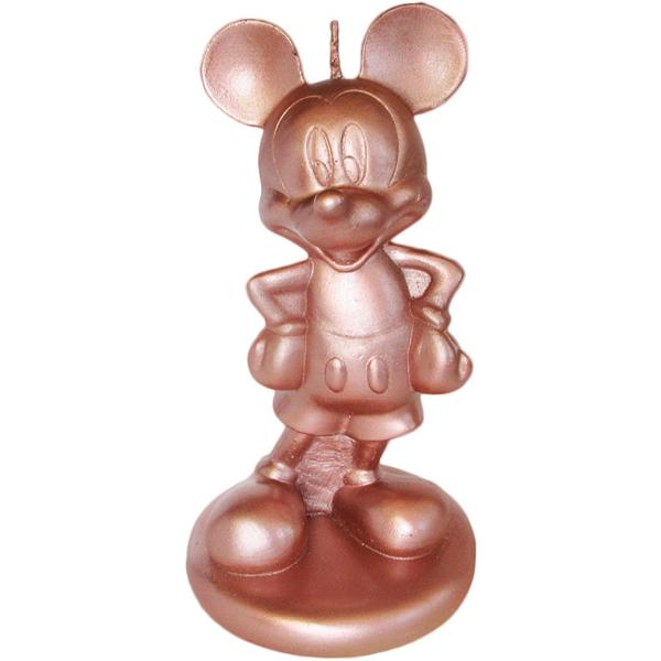 Vela de Aniversário Mickey Mouse, Rose Gold, 3D, Silver Plastic - BT 1 UN