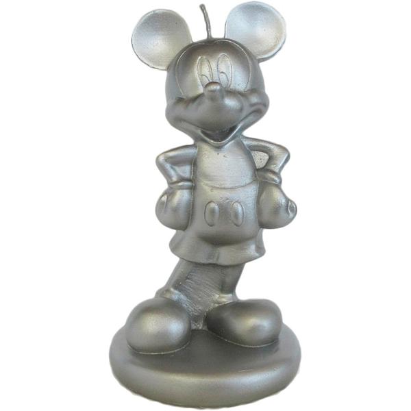 Vela de Aniversário Mickey Mouse, Prateada, 3D, Silver Plastic - BT 1 UN