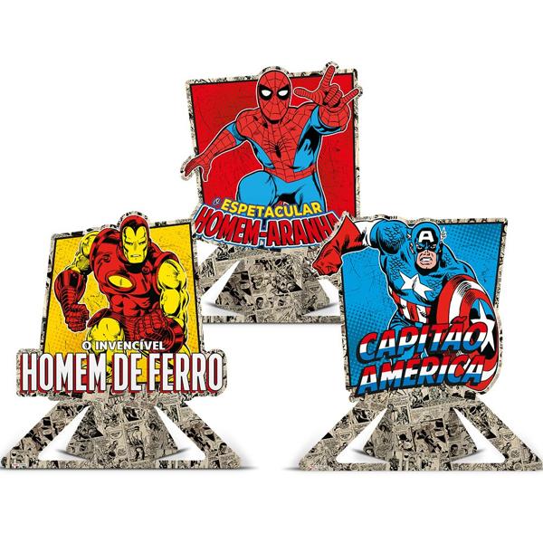 Decoração de Mesa Infantil Marvel Quadrinhos, Regina Festas - PT 6 UN