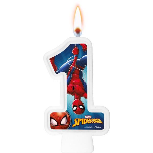 Vela de Aniversário Homem-Aranha, Número 1, Regina Festas - PT 1 UN