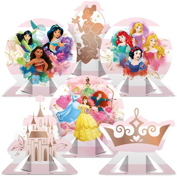 Decoração de Mesa Infantil Princesas Disney, Regina Festas - PT 6 UN