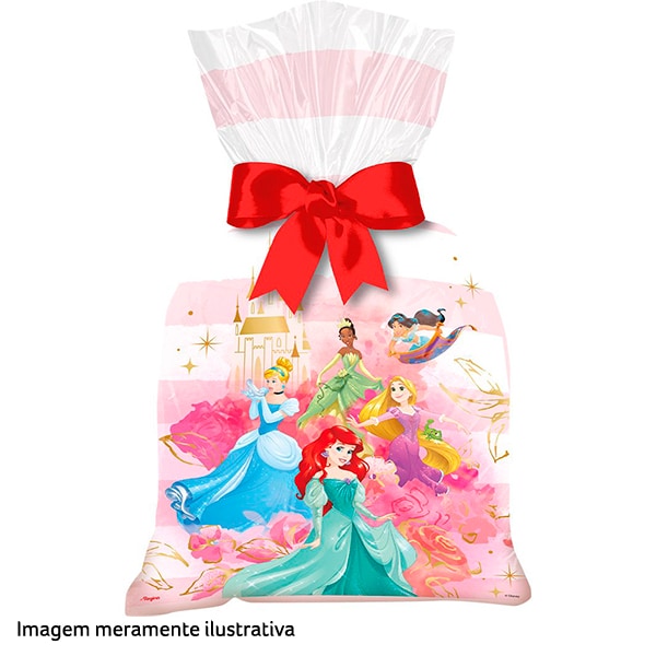 Sacola de Plástico para Lembrancinha Princesas Disney, Regina Festas - PT 12 UN