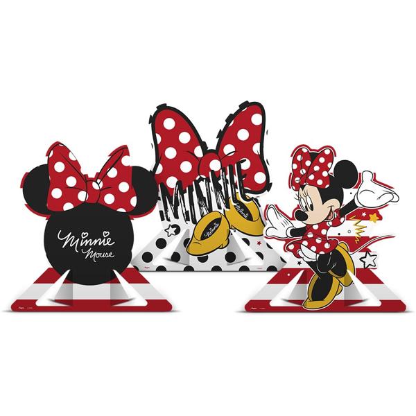 Decoração de Mesa Infantil Minnie Mouse Vermelha, Regina Festas - PT 6 UN