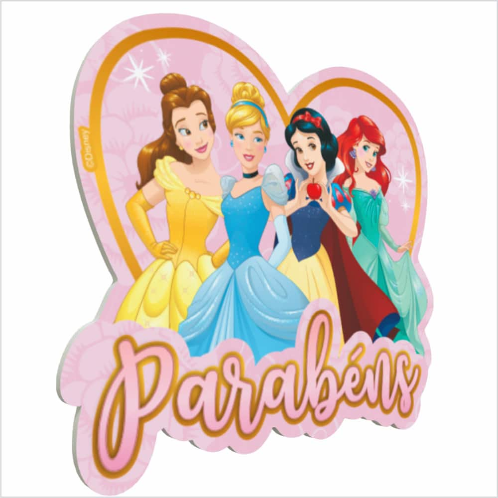 Topo de Bolo Impresso - Princesas Disney - 01unidade - Piffer