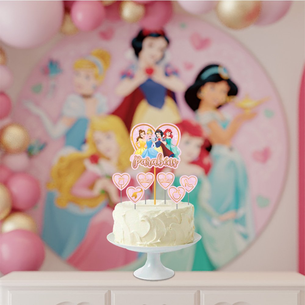 Topos de Bolo Infantil, Mesversário, Princesas Disney, Regina Festas - PT 6  UN - Festas - Kalunga