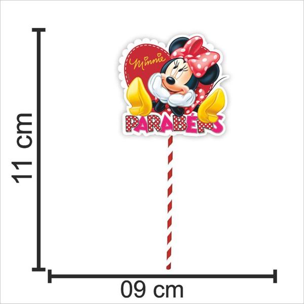 Topo de Bolo Infantil Minnie Mouse, em EVA, Piffer - PT 1 UN