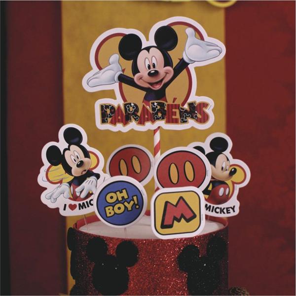 Topo de Bolo Infantil Mickey Disney, em EVA, Piffer - PT 1 UN