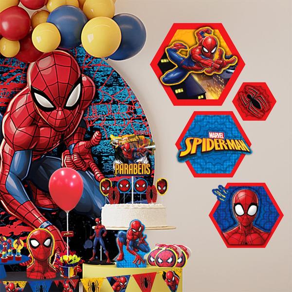 Topo de Bolo Infantil Homem Aranha Spiderman Marvel, em EVA, Piffer - PT 1 UN