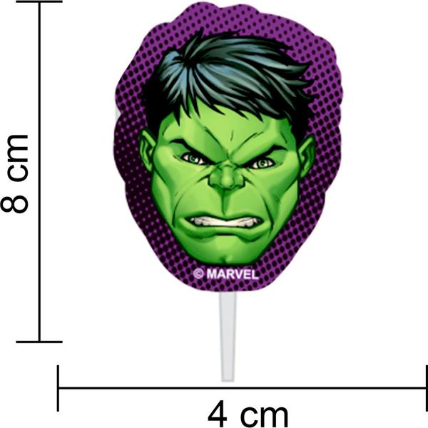 Palito Decorativo Vingadores Avengers Marvel Hulk, Piffer - PT 12 UN