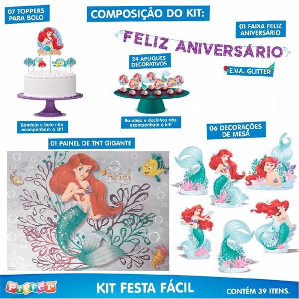 Kit Festa Infantil A Pequena Sereia, Piffer - PT 1 UN