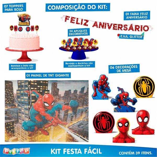 Kit Festa Infantil Homem-Aranha, Piffer - PT 1 UN