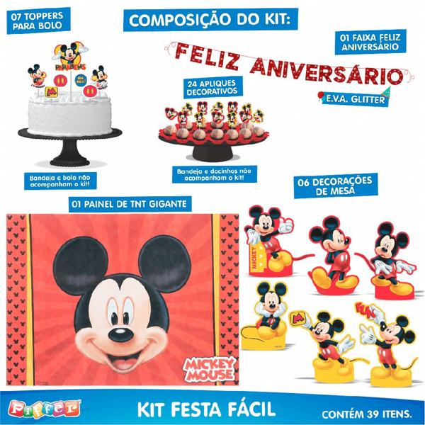 Kit Festa Infantil Mickey Disney, Piffer - PT 1 UN