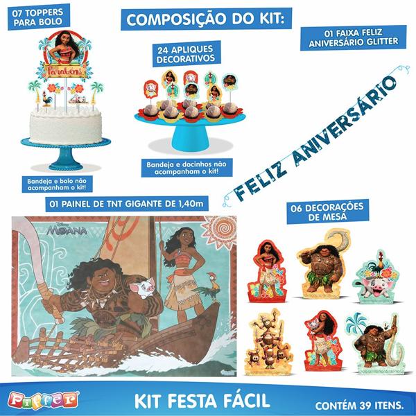 Kit Festa Infantil Moana, Piffer - PT 1 UN