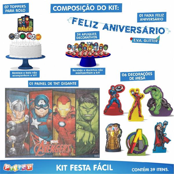 Kit Festa Infantil Vingadores Avengers Marvel, Piffer - PT 1 UN