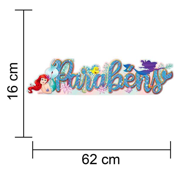 Decoração de Mesa Infantil "Parabéns", A Pequena Sereia, Piffer - PT 1 UN