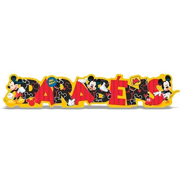 Decoração de Mesa Infantil "Parabéns", Mickey Disney, Piffer - PT 1 UN