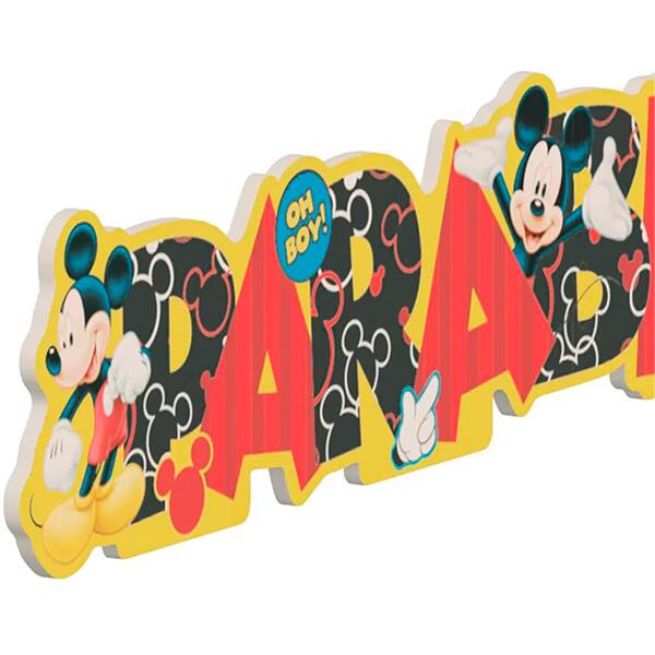 Decoração de Mesa Infantil "Parabéns", Mickey Disney, Piffer - PT 1 UN