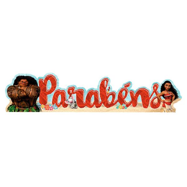 Decoração de Mesa Infantil "Parabéns", Moana, Piffer - PT 1 UN