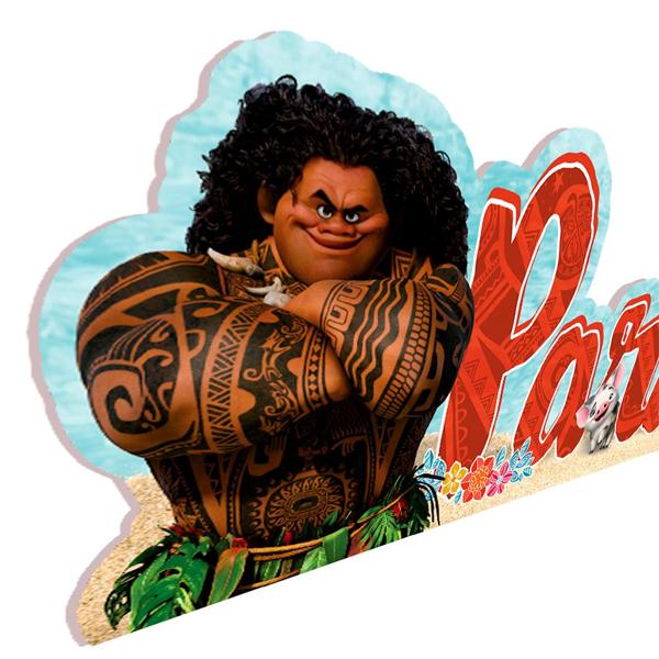 Decoração de Mesa Infantil "Parabéns", Moana, Piffer - PT 1 UN