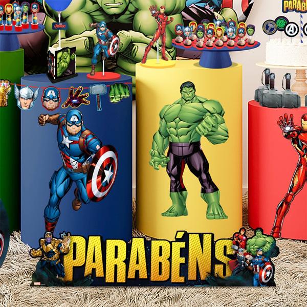 Decoração de Mesa Infantil "Parabéns", Os Vingadores, Piffer - PT 1 UN