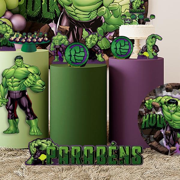 Decoração de Mesa Infantil "Parabéns", Vingadores Avengers Marvel Hulk, Piffer - PT 1 UN