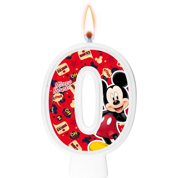 Vela de Aniversário Mickey Mouse, Número 0, Regina Festas - PT 1 UN